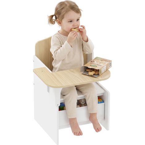 AIYAPLAY Set di Tavolo e Sedia per Bambini 3-5 Anni con Contenitore, Bianco (1/5)