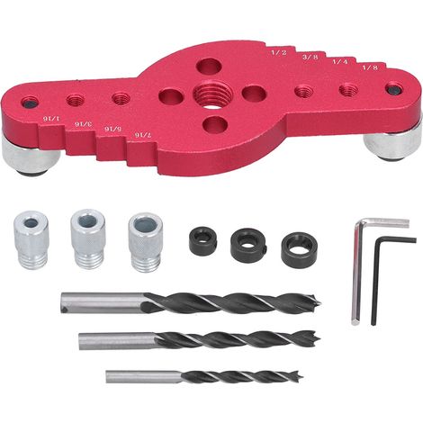 Kit de guidage de perçage pour chevilles, 12 pièces, gabarit de perçage de précision pour menuiserie avec forets de centrage et outil de traçage (1/5)
