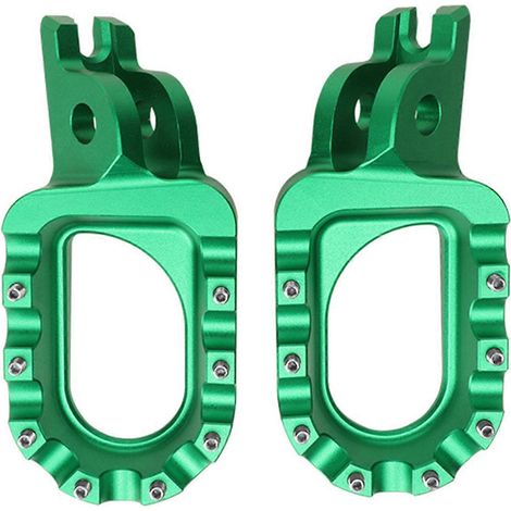 Motocross-Fußrasten mit rutschfesten Zähnen. Besonders langlebig. Optimale Stabilität. Einfache Montage. Aus Aluminium gefertigt. 2er-Set, grün. (1/5)