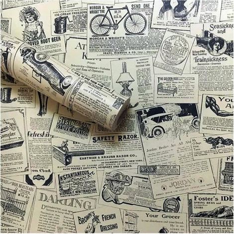 Ecleanfy - Papier peint autocollant vinyle motif journal 45 x 300 cm - auto-adhésif, amovible, étanche (1/5)