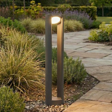 [GEBRAUCHT] B-Ware Lucande Pollerleuchte Dylen LED Gartenleuchte Außenlampe grau 80cm IP65 Metall (1/2)
