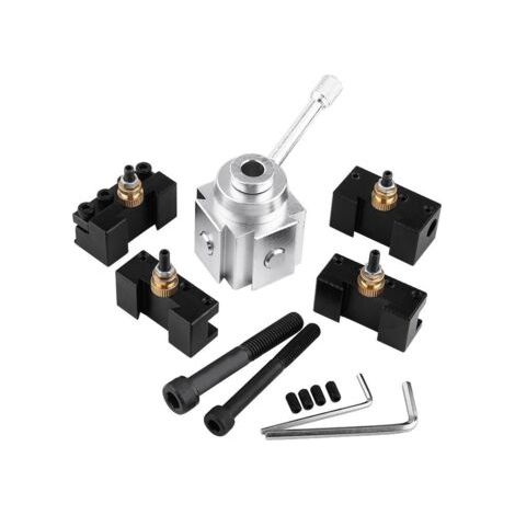 RHG Porte-outils en aluminium pour mini-toursChangement rapideUsinage précis : tournage, moletage, perçageCompatible avec plusieurs modèles (1/5)