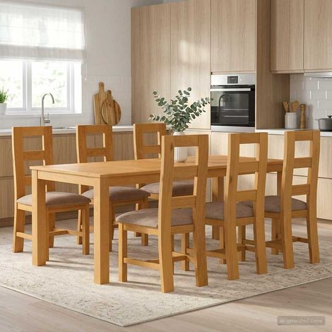 vidaXL Ensemble de salle à manger 7 pc Gris Bois de chêne massif (1/5)