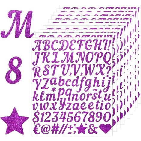 12 fogli di adesivi con lettere,adesivi con nomi dell'alfabeto,adesivi con lettere dell'alfabeto,adesivi per valigie,biglietti d'auguri,argento (1/5)