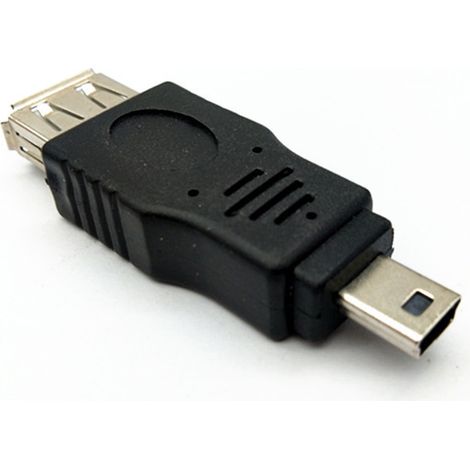 Mini adapter for car audio USB key, mini T-type male 5P MP3 converter for car (USB female to USB male 5P). (1/5)