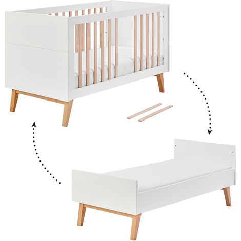 Lettino evolutivo 70x140 Pinio Swing Bianco e legno (1/5)