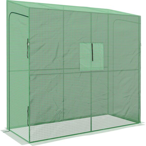 Outsunny Serra da Parete con Copertura PE 2 Porte Avvolgibili e Finestra Verde