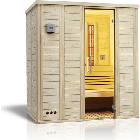 Infraworld Sauna Vitalis Complete 184 Fichte Massivholzsauna Infrarotstrahler 184x119x200 cm Infraworld Sauna Vitalis 184 Complete OHNE Saunaofen und Steuerung (1/5)