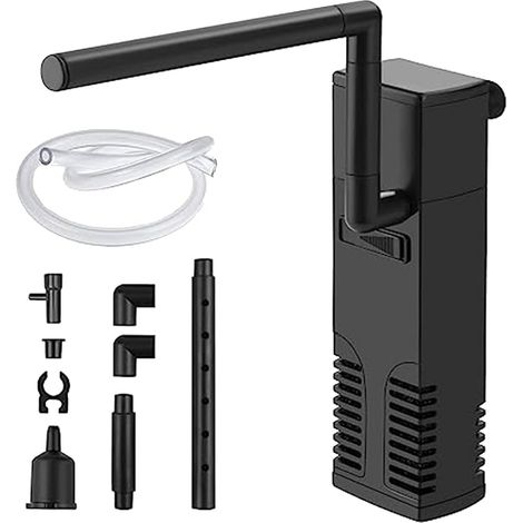 Aquarium Filter, 4W Aquarium Pump, Purified Water Circulation, Adjustable Aquarium Inner Filter, 300L/H Water Pump, Fluid Aquarium Filter with Water Pump for Aquarium 60L