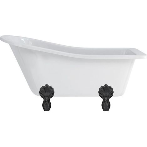 Baignoire îlot HAREWOOD Burlington 1690 x 730 x 770 mm avec 4 pieds griffés noirs - Aquatop (1/3)