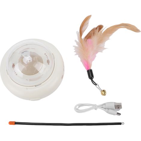 Jouet Chat Électrique Plume Rotative Automatique Interactive Bâton Teaser ABS Rechargeable pour Félin (1/5)
