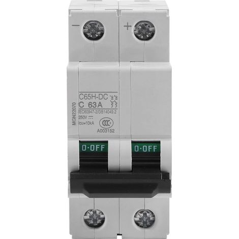 Disjoncteur miniature à air basse tension 250 V CC 2P pour interrupteur d'énergie solaire (63 A) (1/5)