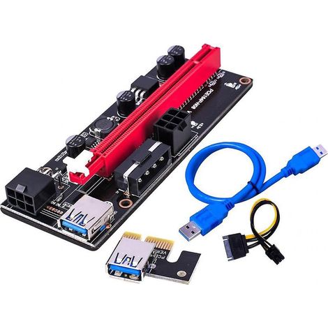 Câble d'extension graphique PCI-E version 009s 1x vers 16x, adaptateur USB 3.0, couleur noire (1/5)
