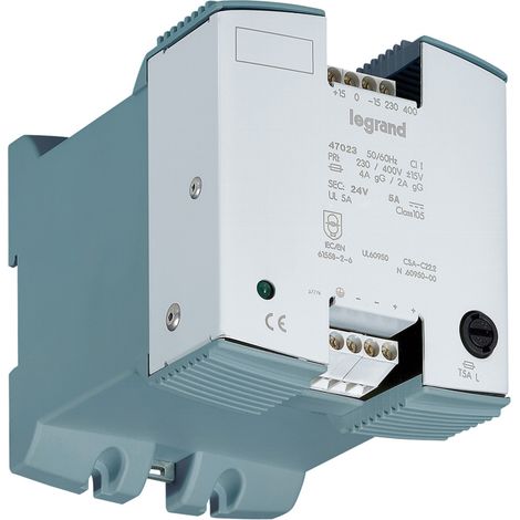 Alimentation redressée filtrée monophasée entrée 230V à 400V et sortie 24V 120W 5A (047023)