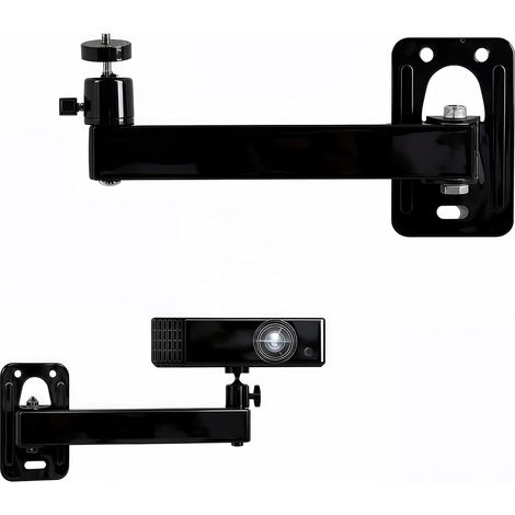 Support Mural pour Projecteur, Support Projecteur Réglable Pivotant à 360°, Métallique avec Interface Filetée 1/4 Pouce, Plafond Vidéoprojecteur Cinéma Maison, Salle De Jeux, Bureau, Noir (1/5)