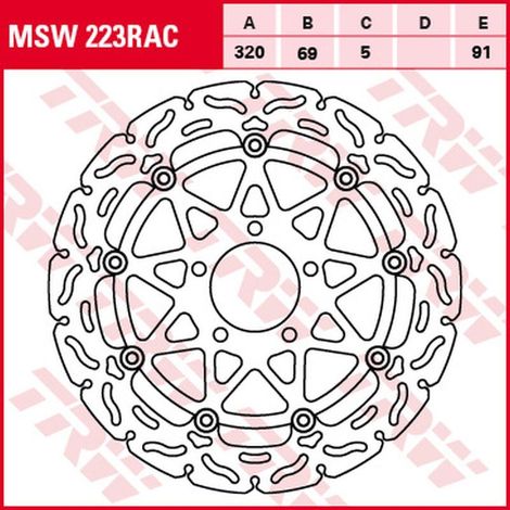 Disco de freno delantero TRW ZF para Suzuki GSX-R 600 '97-'03, GSX-R 750 '96-'03, GSX-R 1000 '01-'02, TL 1000R '98-'99, TL 1000S '97-'01, GSX 1300R Hayabusa '99-'07, GSX 1400 '01-'07 (320 x 69 x 5 mm)