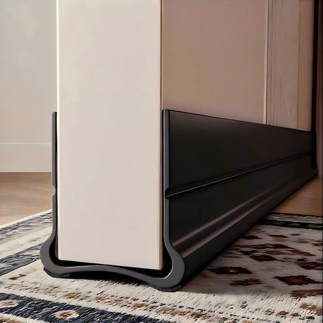 Burlete inferior para puerta de 93 cm, color negro, tira de sellado de silicona (no necesita pegamento), aislamiento acústico para puertas, burlete para puertas (negro). (1/5)