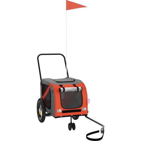 vidaXL Pet Bike Trailer Orange and Black Oxford Fabric and Iron
