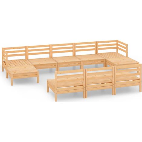 Maison Exclusive - 10-tlg. Garten-Lounge-Set Massivholz Kiefer (1/5)