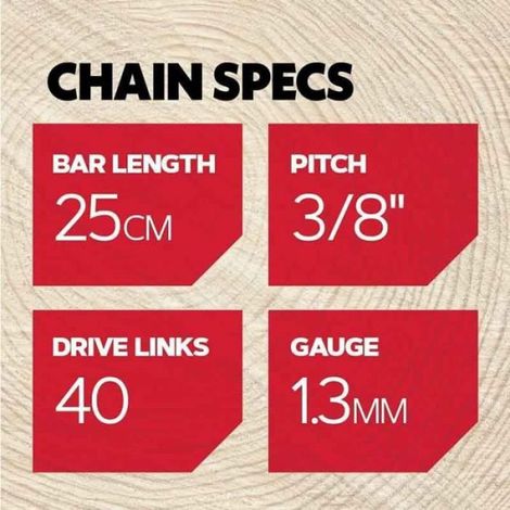 Lot de 3 Chaînes d'Élagueuse sur Perche pour Guide-Chaîne de 10" (25 cm), 40 Maillons d'Entraînement, Faible Rebond (1/2)