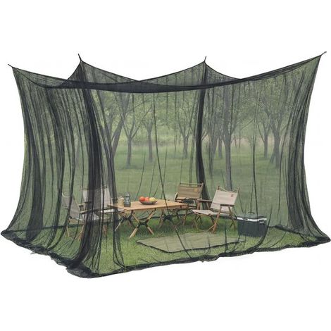 Moustiquaires d'extérieur - Moustiquaires de jardin - Moustiquaires de camping - Moustiquaires carrées - Moustiquaires portables - 300 x 300 x 250 cm - Noir - Polyester noir (1/5)