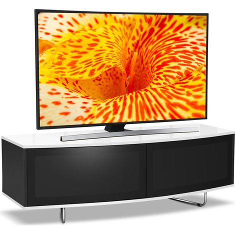 Centurion Supports Caru Gloss Black and Gloss White Beam-Thru Remote Friendly Super-Contemporary "D" Shape Design 32"-65" LED/ OLED / LCD TV Cabinet (1/5)