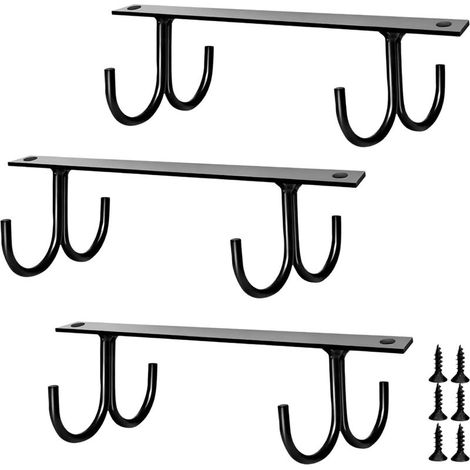 Lot de 3 Porte-Tasses Suspendu Sous Placard - Crochet de Rangement pour 12 Tasses, Mugs et Cafés - Noir (1/5)