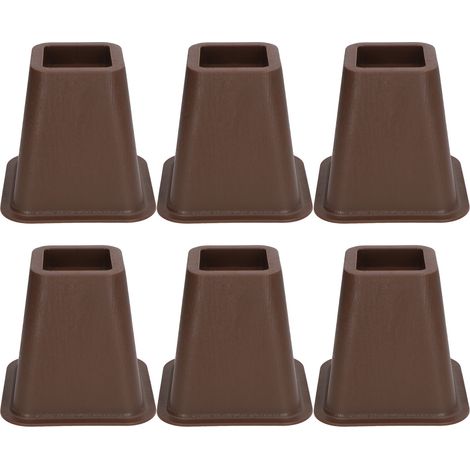 6 Pcs Furniture Risers Plastic Antislip Bed Risers Wood Grain for Storage Desk Sofa Chair Washing Machine