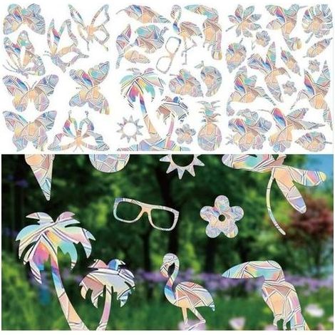 34 Pieces Sticker Window Anti Collision Stickers Anti Collision Birds Papillons Birds Summer Stickers Glass Repositionnables Suncatcher (1/5)