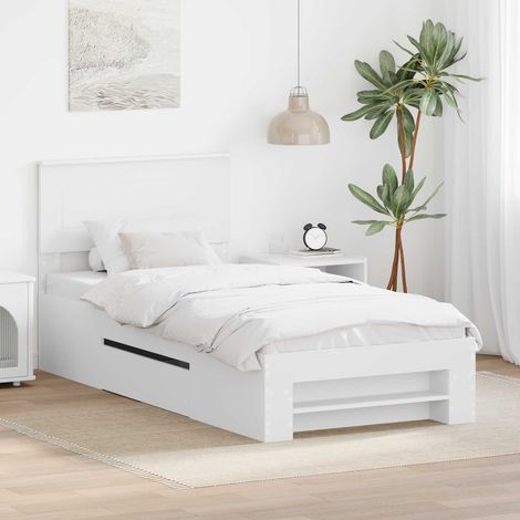Cadre de lit Blanc 90 x 200 cm Bois d'ingénierie vidaXL (1/5)