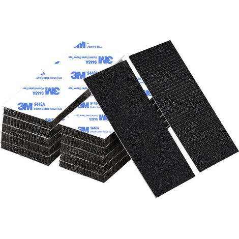 Sollbry Scratch Autocollant Double Face, 10 Paires Bande Scratch Agrippantes Adhésives Extra Fort 1,6cm x 10cm Adhésif Double Face Noir Puissant Accroche Murale Sans Percer pour Ménage, Bricolage (1/5)