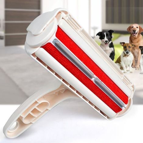 Brosse pour poils de chat, Brosse anti poils chien, Brosse aspirateur poil animaux Magique, Rouleau à Poils Chien & Chat rouge (1/4)