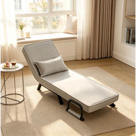 Poltrona letto 3 in 1 reclinabile in lino OKMYHOME (1/5)