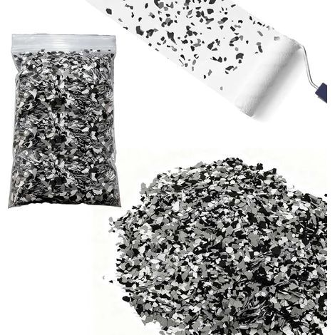 Flocons décoratifs époxy Noir Gris Blanc pour Sol béton, Garage, resine décor, kit Flocons 1kg pour Peinture de Sol intérieur extérieur (1/5)