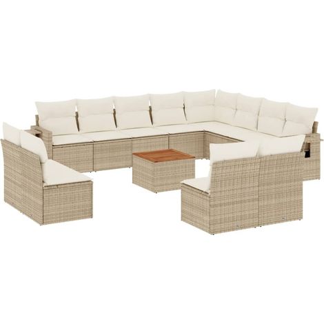 Set Divano da Giardino 13 pz con Cuscini Beige in Polyrattan vidaXL (1/5)