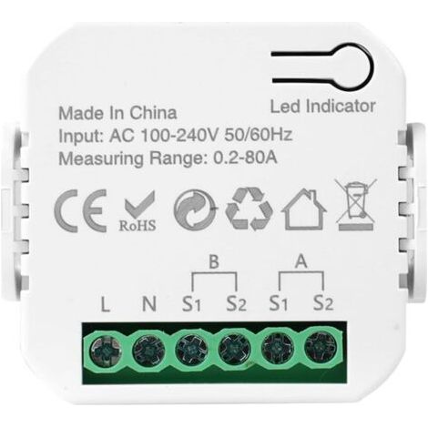 BARKBUSTERS Compteur Electrique Connecté 80A Compteur Electrique Moniteur D'énergie Domestique Wi-FI Bidirectionnel avec 2 Pince Compatible avec Tuya Smart Life (1/4)