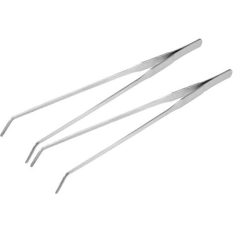 Gebogene Aquariumpinzette, 27 cm, extra lang, Edelstahl, für Wasserpflanzen, 2er-Pack