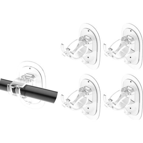 Supports de tringle à rideaux sans perçage, supports de tringle, salle de bain, salon, crochets de rideau de cuisine, 4 pièces, transparent.