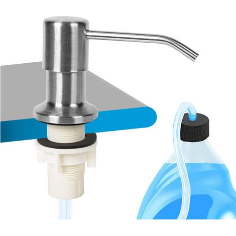 Distributeur de savon pour évier en acier inoxydable 304 avec long tube et bouchon - Distributeur de savon multifonctionnel de grande capacité