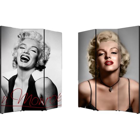 Lupia - Separe' Divisorio Paravento MARYLIN MONROE 176x135,6x3,2 cm 3 Ante in Legno con Tela stampata Fronte Retro bifacciale (1/4)