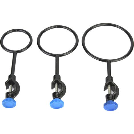 Lot de 3 anneaux de support de laboratoire en acier fer, revêtement noir, diamètres 60/80/100mm (1/5)
