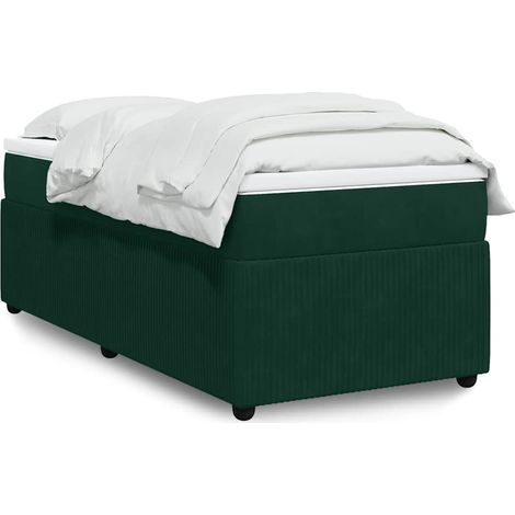 Boxspringbett mit Matratze Dunkelgrün 90x200 cm Samt