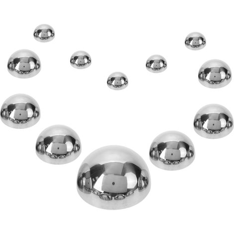 Lot de 12 Demi-Boules Métalliques Réfléchissantes De Jardin Sphères Miroir Décoratives pour Extérieur Tailles Variées pour Bassin Piscine Décoration Extérieure (1/5)