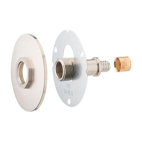 Platine de raccordement R'FIX Extérieur Confort nickelé à glissement, diamètre 16 mm, femelle 1/2" - Riquier