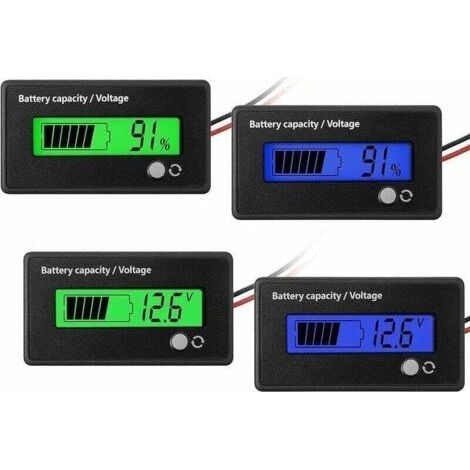 Set mit 4 DC 12V 24V 36V 48V Batterieanzeigen mit Alarm, Batteriekapazitäts- und Spannungsanzeige, Bleiakku-Ladezustandsanzeige und Li-Ionen-Batterieanzeige (grün und (1/5)