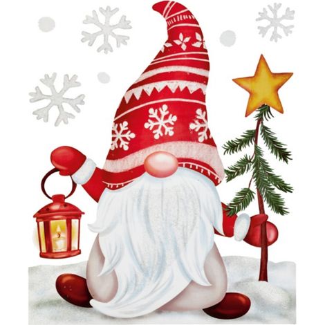 35cm Christmas Gonk in Snow Scene Window Decal Decoration with Glitter