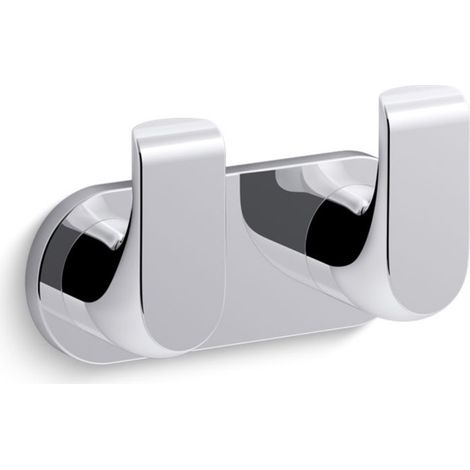 Kohler Avid Wall Mounted Double Robe Dressing Gown Towel Hook Polished Chrome