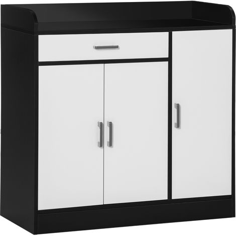 Mobiletto da Cucina Moderno in MDF con 2 Armadietti, 1 Cassetto e Ripiani Regolabili, 90x40x90 cm