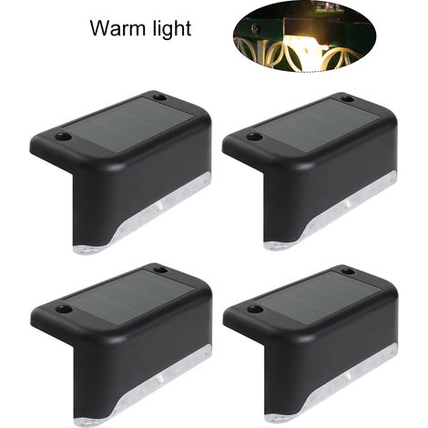 4PCS lampe escalier solaire extérieure pour jardin mur clôture éclairage paysager PVC ABS blanc chaud multicolore (1/5)