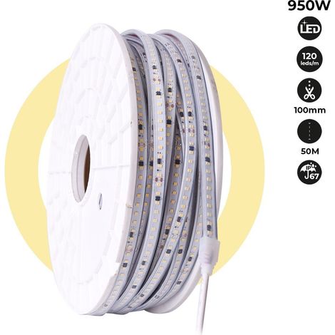 Ruban LED 220V - 950W (6000xSMD2835) 12mm - Extérieur : IP67 - (1/5)